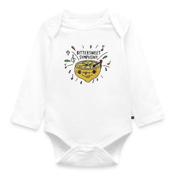 Zitrone / Musik / Plattenspieler / DJ / Noten - Baby Bio-Langarm-Body - Weiß - Vorne