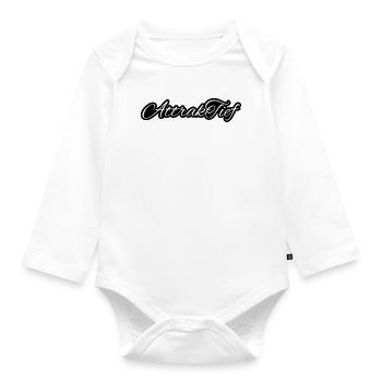 AttrakTief Logo white - Baby Bio-Langarm-Body - Weiß - Vorne
