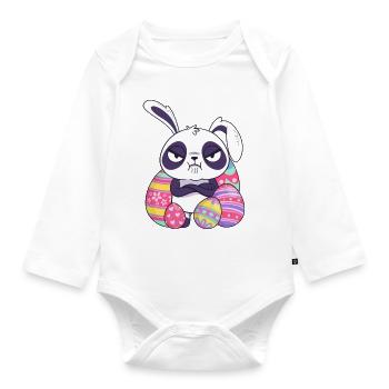 Easter Panda - Organic Longsleeve Baby Bodysuit - white - Front