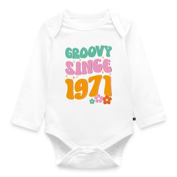 Groovy Hippie since 1971 - Organic Longsleeve Baby Bodysuit - white - Front