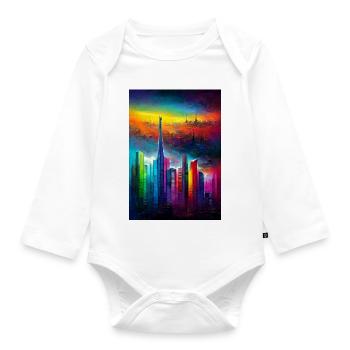 Dans la ville des couleurs - Body Bébé bio manches longues - blanc - Devant