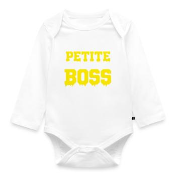 je suis peut-être petite mais c est moi le Boss - Body Bébé bio manches longues - blanc - Devant