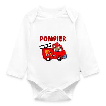 Mon Bébé Pompier Cadeau Enfant Garçon - Body Bébé bio manches longues - blanc - Devant