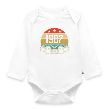 1987 Vintage Geburtstag Retro Classic - Baby Bio-Langarm-Body - Weiß - Vorne