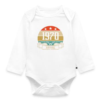 1970 Vintage Geburtstag Retro Classic - Baby Bio-Langarm-Body - Weiß - Vorne