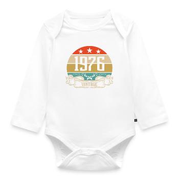 1976 Vintage Geburtstag Retro Classic - Baby Bio-Langarm-Body - Weiß - Vorne