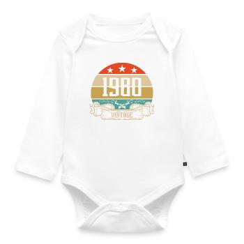 1980 Vintage Geburtstag Retro Classic - Baby Bio-Langarm-Body - Weiß - Vorne