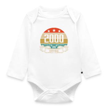 2000 Vintage Birthday Retro Classic - Body Bébé bio manches longues - blanc - Devant