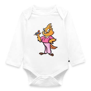 Dart Bird / Dart Playing Bird - Organic Longsleeve Baby Bodysuit - white - Front