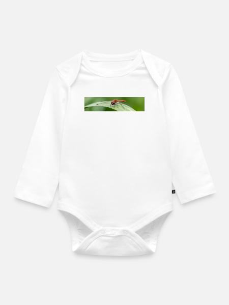 Libelle auf Grashalm - Baby Bio-Langarm-Body - Weiß
