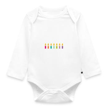 Joyeux chemise de Hanoukka | Festival des lumières de Menorah - Body Bébé bio manches longues - blanc - Devant