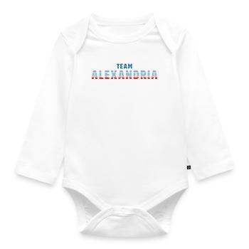 Team Alexandria | Warming Stripes - Baby Bio-Langarm-Body - Weiß - Vorne