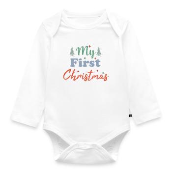 Mon premier Mein erstes Weihnachten de Noël - Body Bébé bio manches longues - blanc - Devant