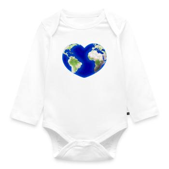 Heart-shaped Earth Planet Heart Gift Idea - Organic Longsleeve Baby Bodysuit - white - Front