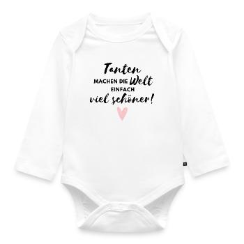 Tanten machen die Welt viel schöner / Beste Tante - Baby Bio-Langarm-Body - Weiß - Vorne