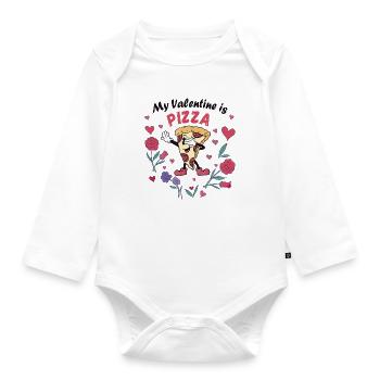 Mein Valentin ist Pizza - Baby Bio-Langarm-Body - Weiß - Vorne