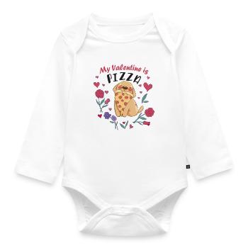 Mein Valentin ist Pizza - Baby Bio-Langarm-Body - Weiß - Vorne
