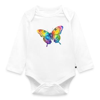 Couleurs arc-en-ciel papillon - Body Bébé bio manches longues - blanc - Devant