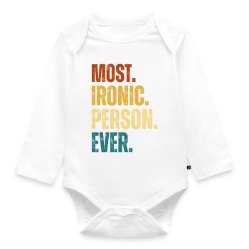 Ironischste Person auf dem Planet Geschenk Ironie - Baby Bio-Langarm-Body - Weiß - Vorne