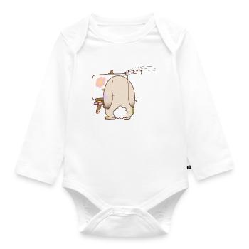 Adorable Bunny Painting - Organic Longsleeve Baby Bodysuit - white - Front