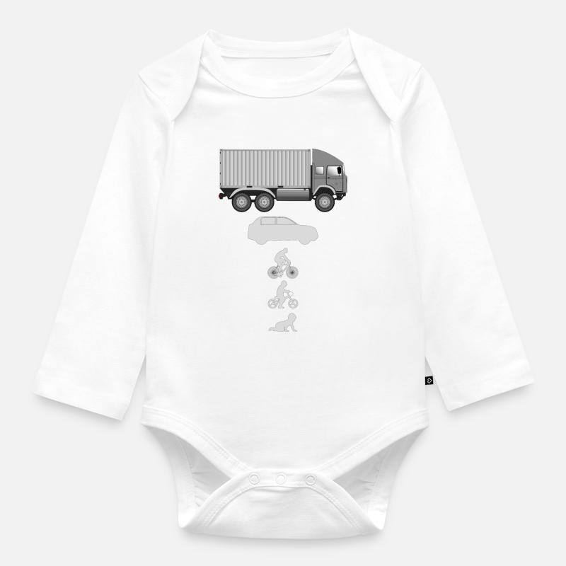 Evolution Container Truck - Organic Longsleeve Baby Bodysuit - white