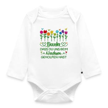 Kita Abschied Blumen Wachsen Kindergarten Danke - Baby Bio-Langarm-Body - Weiß - Vorne