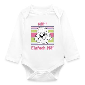 Nö! Sturer Pudel mit verschränkten Pfoten - Baby Bio-Langarm-Body - Weiß - Vorne