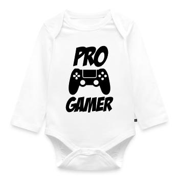 pro gamer - Baby Bio-Langarm-Body - Weiß - Vorne