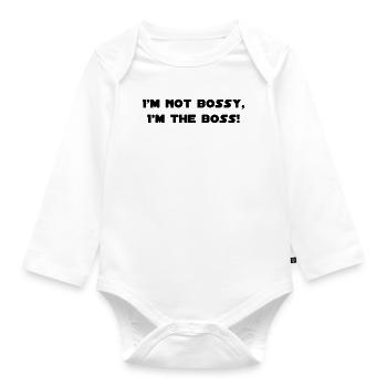 Bossy - Organic Longsleeve Baby Bodysuit - white - Front