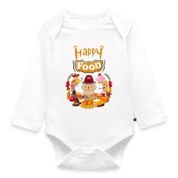 Glücklich essen, nicht gesund - Baby Bio-Langarm-Body - Weiß - Vorne
