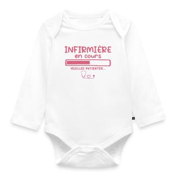 Infirmière humour future infirmière cadeau femme - Body Bébé bio manches longues - blanc - Devant