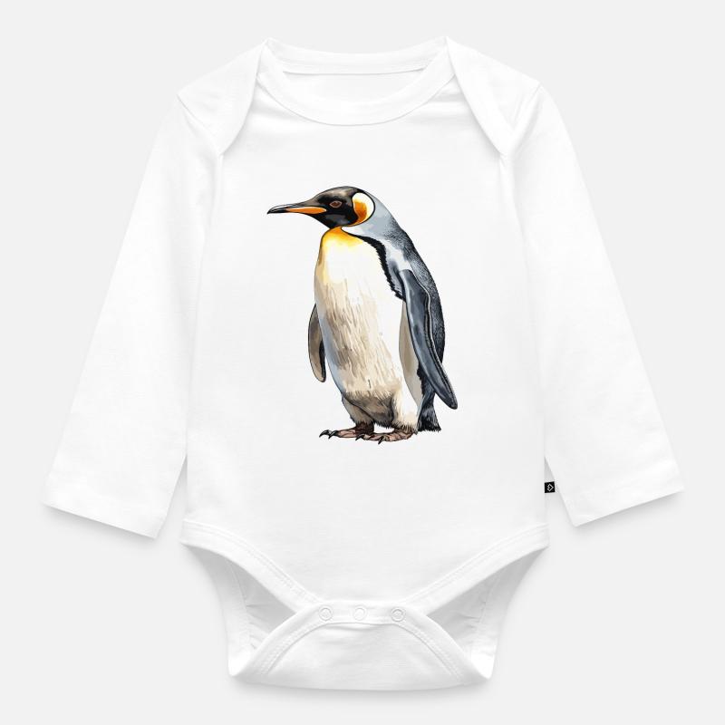 Le manchot royal - Body Bébé bio manches longues - blanc