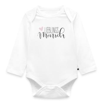 Lieblingsmensch handlettering schwarz - rosa - Baby Bio-Langarm-Body - Weiß - Vorne