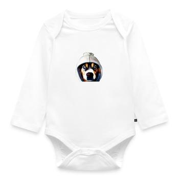 A GOOD DAY BEGINS... DOG Dog Coffee - Organic Longsleeve Baby Bodysuit - white - Front