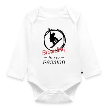 Boarding is my passion - Baby Bio-Langarm-Body - Weiß - Vorne