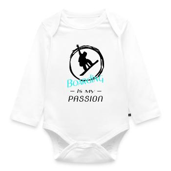 Boarding Snowboarding - Baby Bio-Langarm-Body - Weiß - Vorne