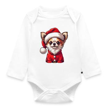 Cadeaux Chihuahua pour Noël - Body Bébé bio manches longues - blanc - Devant