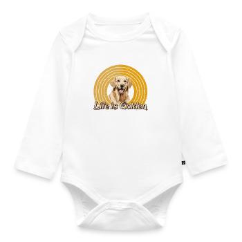 Golden Retriever Labrador Dog Life is Golden - Organic Longsleeve Baby Bodysuit - white - Front