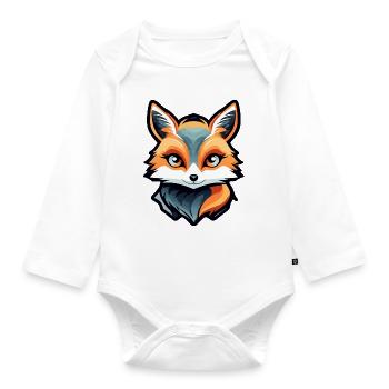 Fox Drawing - Organic Longsleeve Baby Bodysuit - white - Front