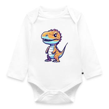 Tyrannosaurus Rex Dinosaur Drawing - Organic Longsleeve Baby Bodysuit - white - Front