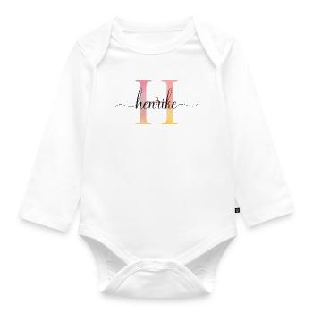 H | Monogram | Name | Henrike |Watercolor - Organic Longsleeve Baby Bodysuit - white - Front