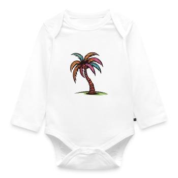 Palme Urlaub Symbol - Baby Bio-Langarm-Body - Weiß - Vorne