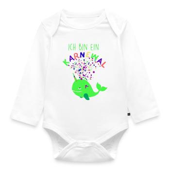 Carnival,Whale,Confetti,Carnival,Whale,Green - Organic Longsleeve Baby Bodysuit - white - Front