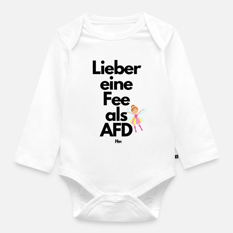 Lieber eine Fee als AFD - Baby Bio-Langarm-Body - Weiß