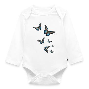 Butterflies,Sequins,Butterfly,Blue - Organic Longsleeve Baby Bodysuit - white - Front