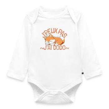 Je peux pas j'ai dodo. Renard mignon - Body Bébé bio manches longues - blanc - Devant