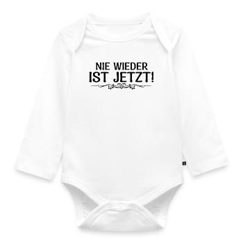 Never again is now - Organic Longsleeve Baby Bodysuit - white - Front