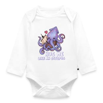 Hug me like an Octopus Lustiger Knuddel Krake Herz - Baby Bio-Langarm-Body - Weiß - Vorne