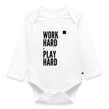 Work Hard Play Hard - Organic Longsleeve Baby Bodysuit - white - Front