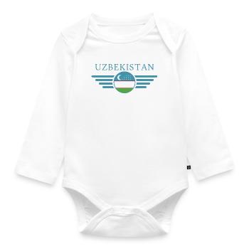 J’aime l’Ouzbékistan, T-shirt design de style élégance - Body Bébé bio manches longues - blanc - Devant